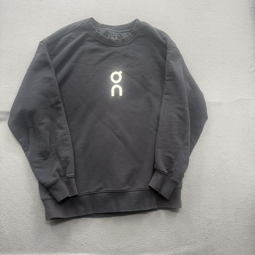 On Sweatshirt Mens Medium Black Club Crew Fleece Pullover Logo Running Athletic